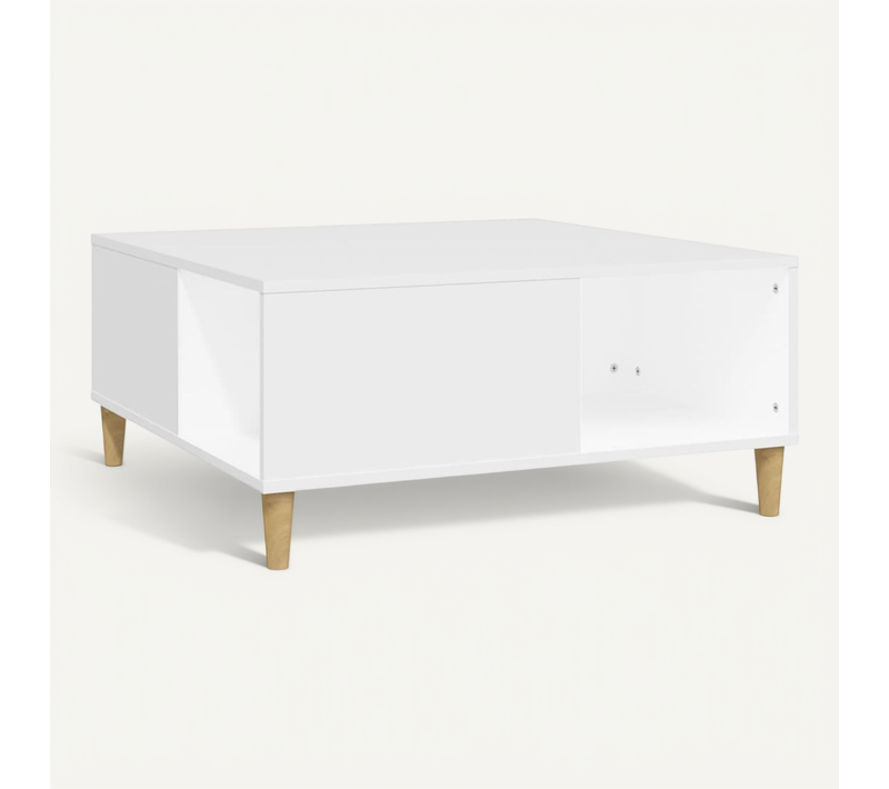 Table Basse Blanc 80x80x36,5 Cm Bois Contreplaqué