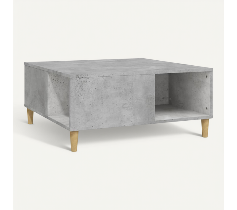Table Basse Gris Béton 80x80x36,5 Cm Bois Contreplaqué