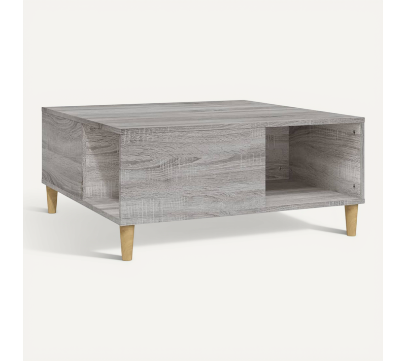 Table Basse Sonoma Gris 80x80x36,5 Cm Bois Contreplaqué