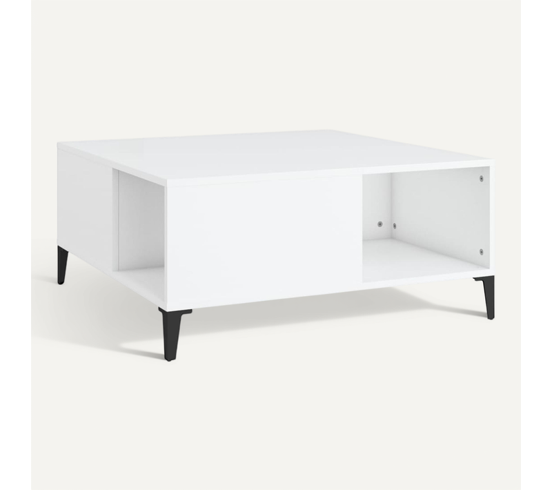 Table Basse Blanc 80x80x36,5 Cm Bois Contreplaqué