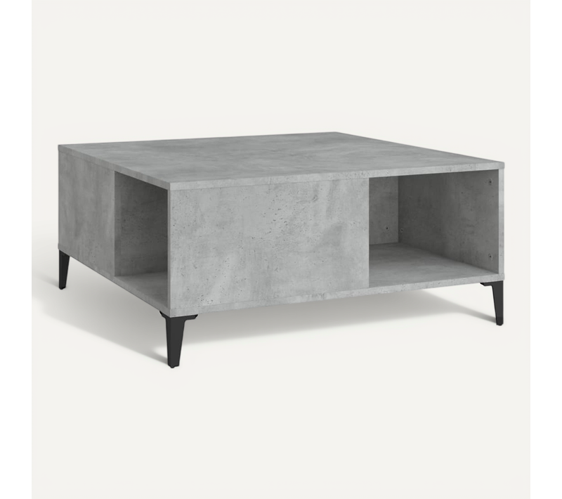 Table Basse Gris Béton 80x80x36,5 Cm Bois Contreplaqué