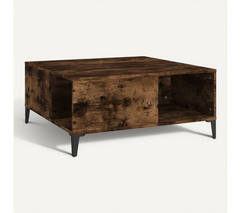 Table Basse Chêne Fumé 80x80x36,5 Cm Bois Contreplaqué