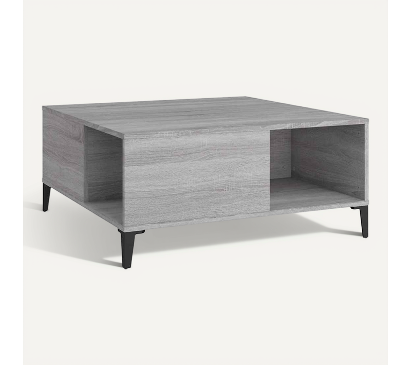 Table Basse Sonoma Gris 80x80x36,5 Cm Bois Contreplaqué
