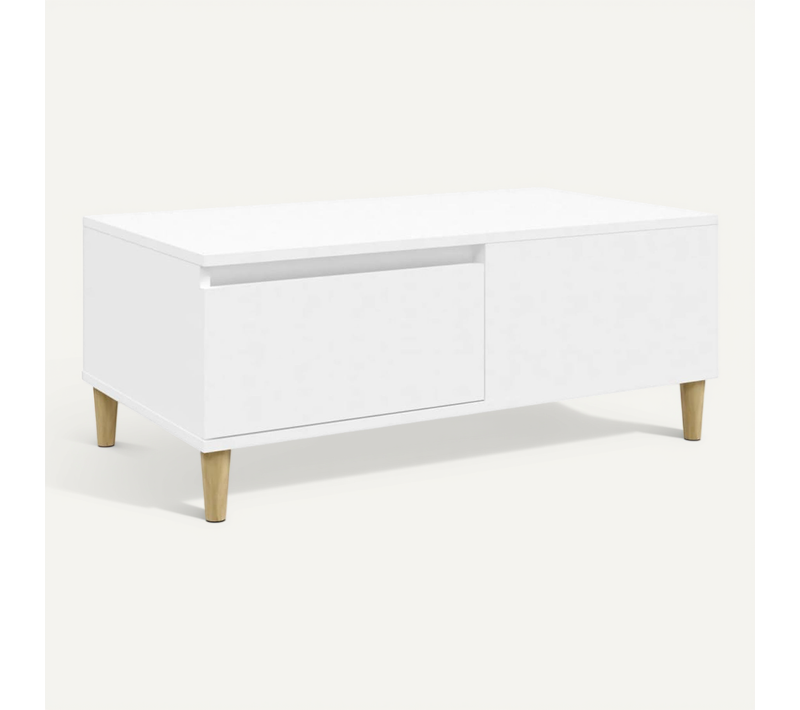 Table Basse Blanc 90x50x36,5 Cm Bois Contreplaqué