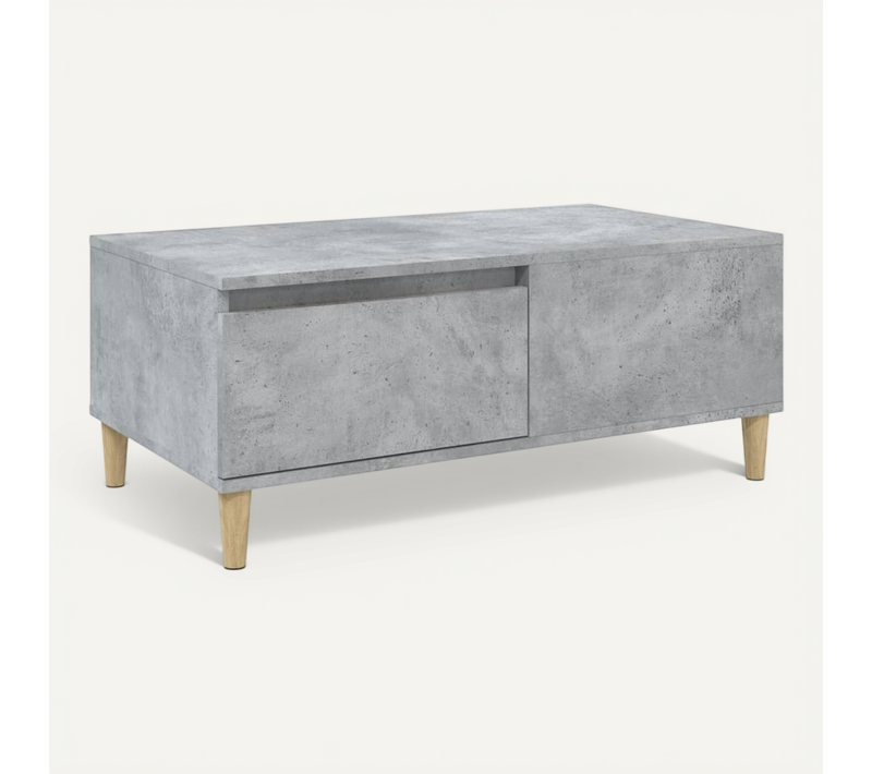 Table Basse Gris Béton 90x50x36,5 Cm Bois Contreplaqué