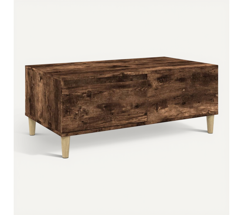 Table Basse Chêne Fumé 90x50x36,5 Cm Bois Contreplaqué