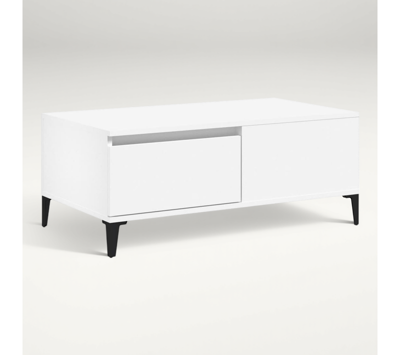 Table Basse Blanc 90x50x36,5 Cm Bois Contreplaqué