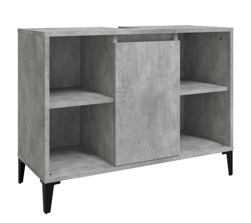 Meuble D'évier Gris Béton 80x33x60 Cm Bois Contreplaqué
