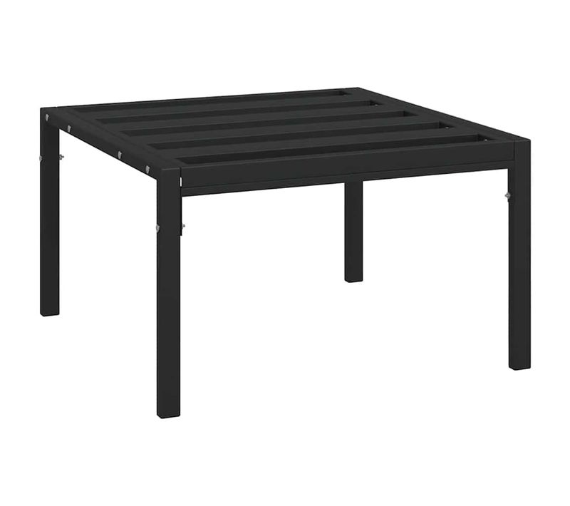 Table Basse De Jardin Noire 60x60x35 Cm Avec Lattes En Acier Pour Terrassee, Et
