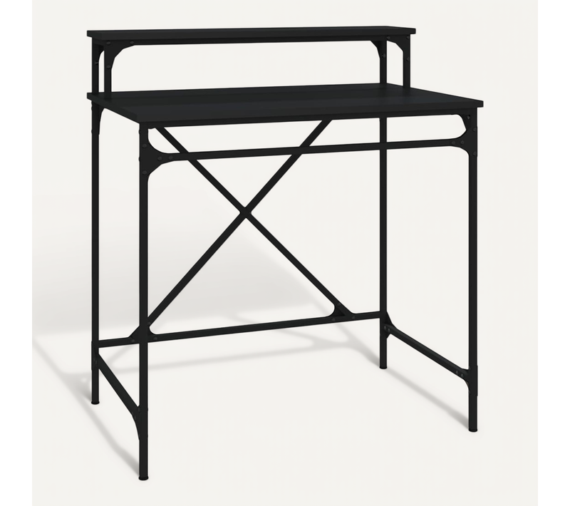 Bureau Noir 80x50x90 Cm Bois Contreplaqué Et Fer