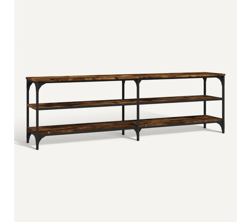 Meuble TV Chêne Fumé 160x30x50 Cm Bois Contreplaqué