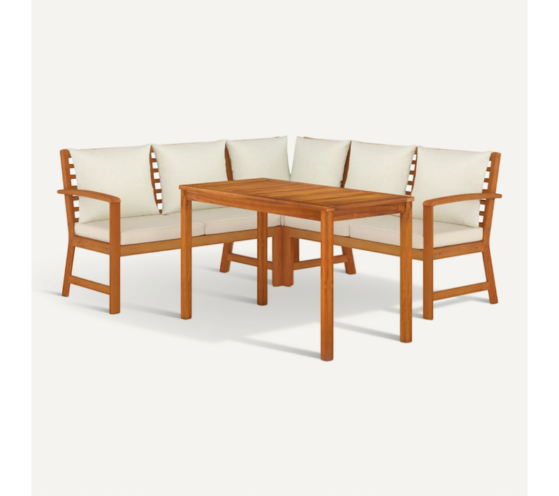 Ensemble À Manger De Jardin 4 Pièces Coussins Bois Acacia Modulaire