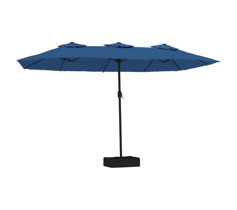 Parasol De Jardin à Double Tête Avec LED Bleu Azuré 449x265 Cm