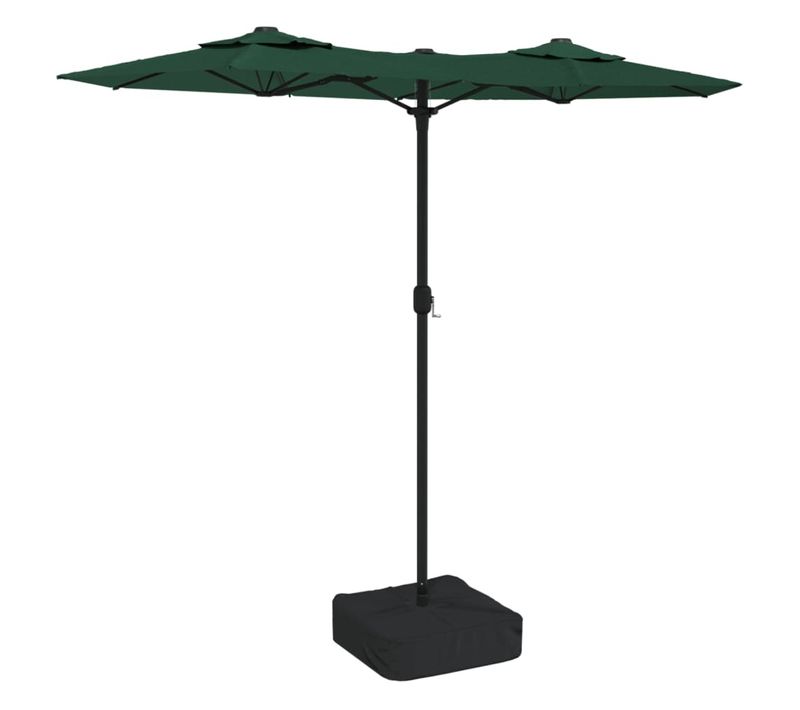 Parasol De Jardin à Double Tête Avec LED Vert 316x145 Cm