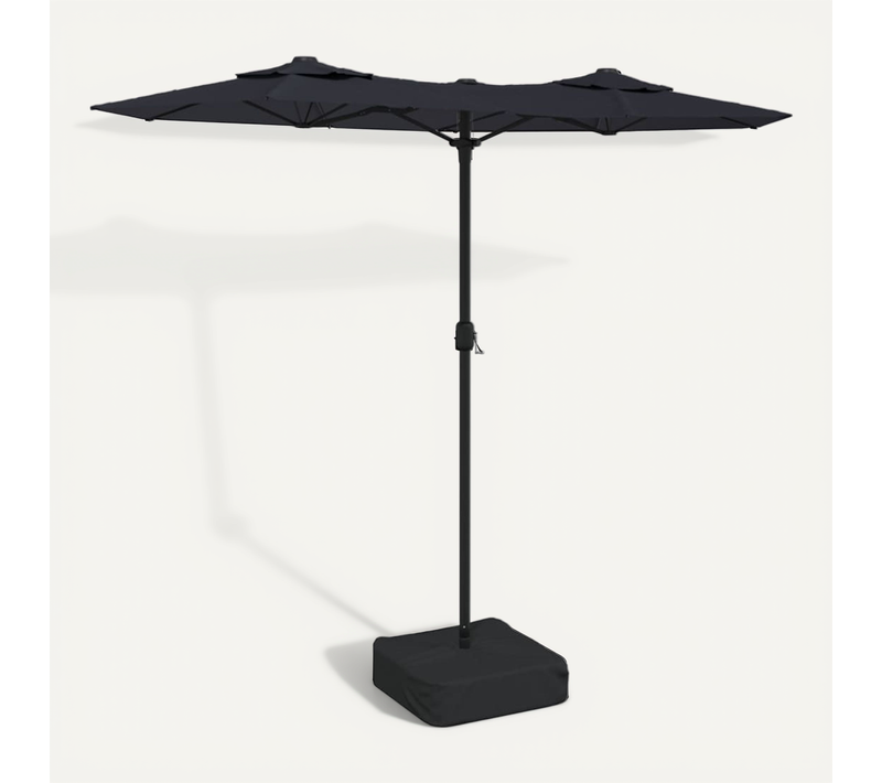 Parasol De Jardin à Double Tête Avec LED Noir 316x145 Cm