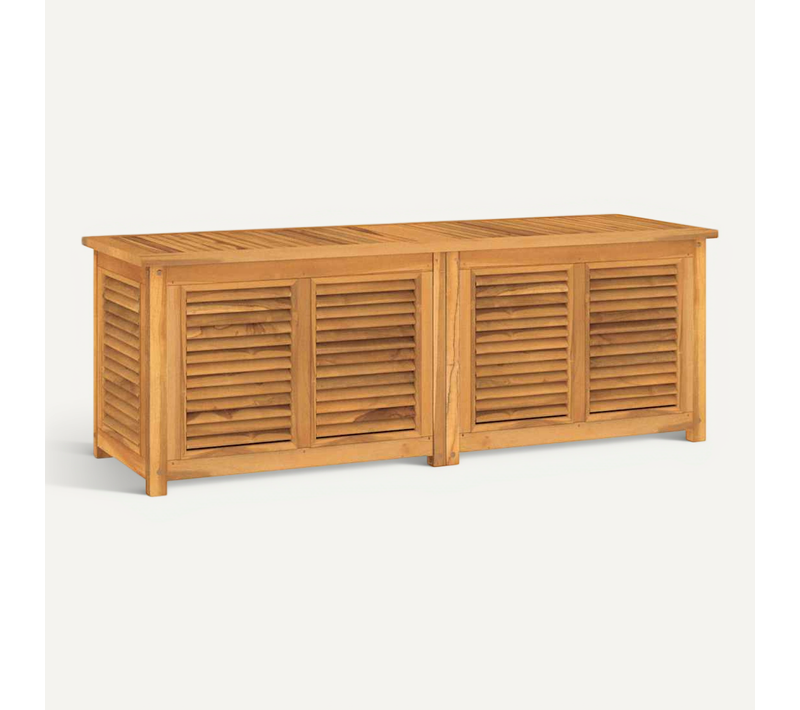Boîte De Rangement Jardin Et Sac 150x50x55 Cm Bois Massif Teck Grand Espace De Stockage