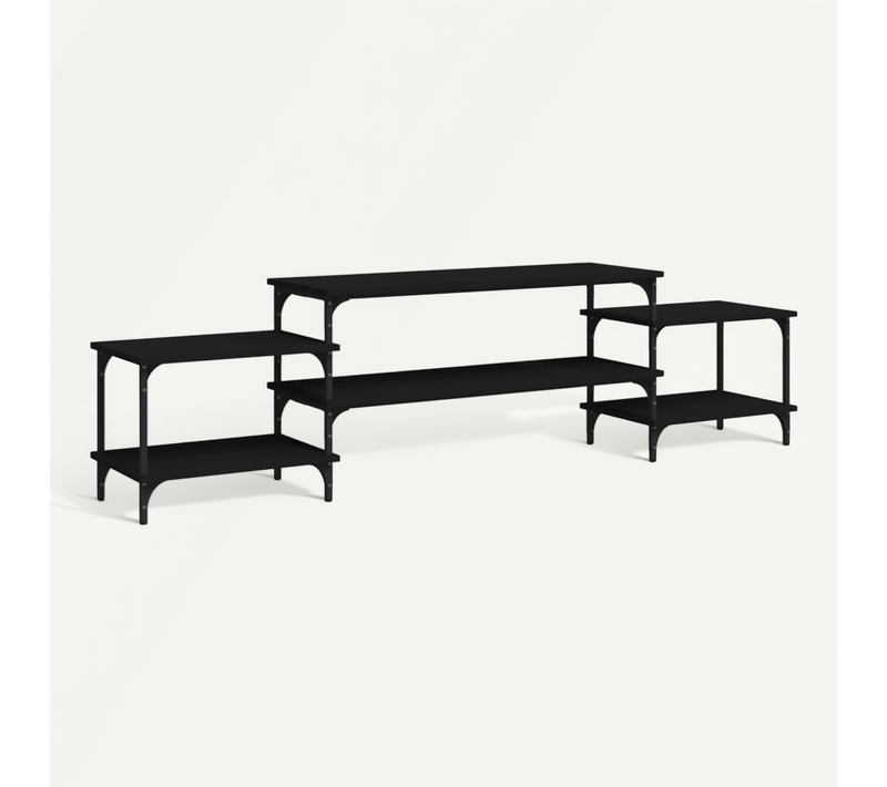 Meuble TV Noir 197x35x52 Cm Bois Contreplaqué