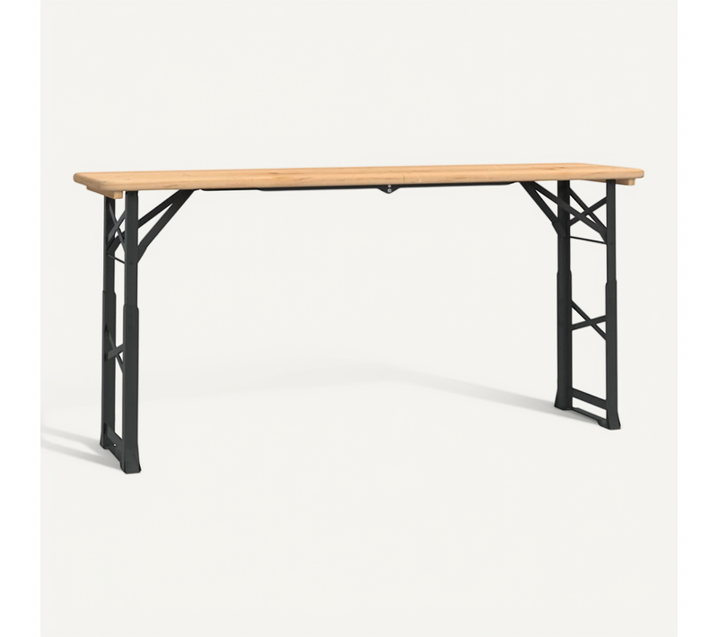 Table De Bière Pliante En Bois Massif Sapin, Réglable En Hauteur, 170x50x75/105 Cm