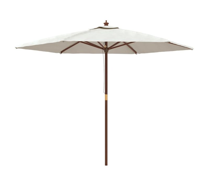 Parasol De Jardin Avec Mât En Bois, Diamètre 299 Cm, Couleur Sable, Avec Aération