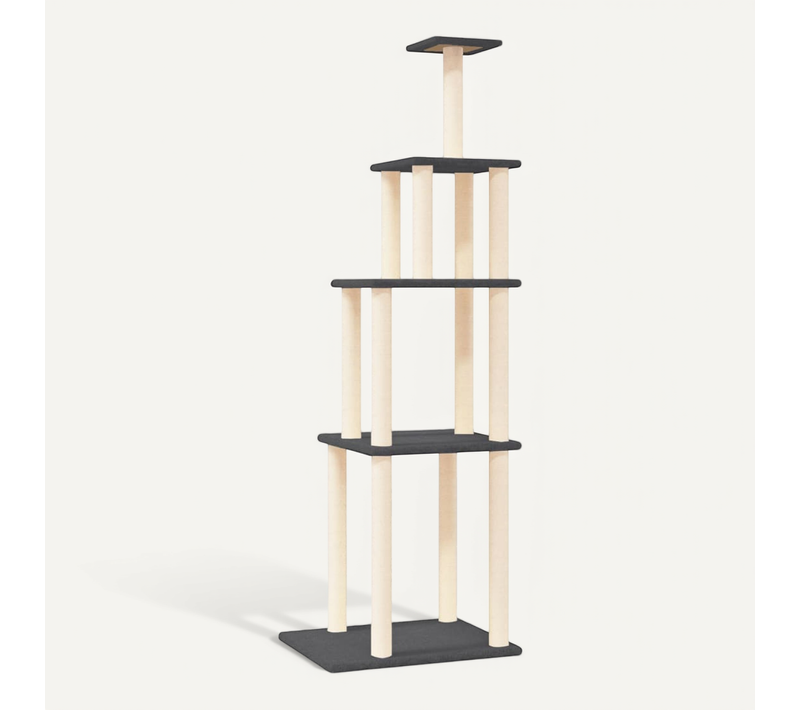 Arbre À Chat Avec Griffoirs En Sisal Gris Foncé 183 Cm