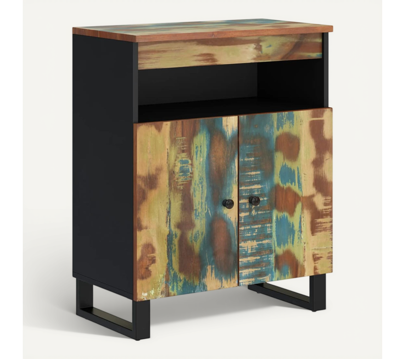 Buffet Avec 2 Portes 60x33x75 Cm Bois Massif De Récupération