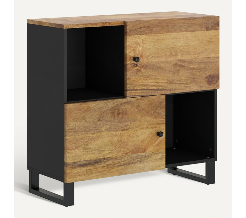 Buffet Avec 2 Portes 80x33x75 Cm Bois Massif De Manguier