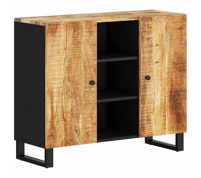Buffet Avec 2 Portes 90x33x75 Cm Bois Massif De Manguier