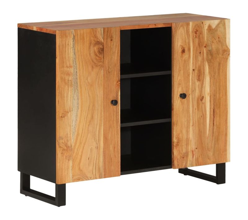 Buffet Avec 2 Portes 90x33x75 Cm Bois Massif D'acacia