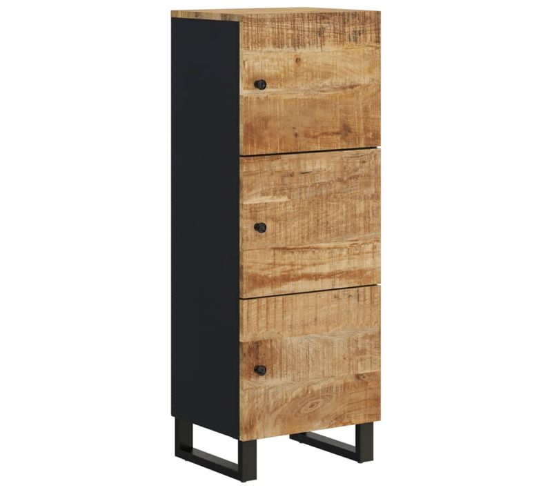 Buffet Avec 3 Portes 40x33x110 Cm Bois Massif Manguier Et Fer