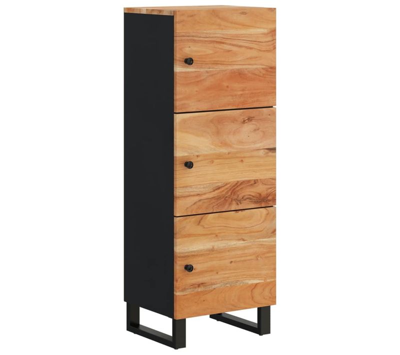 Buffet Avec 3 Portes 40x33x110 Cm Bois Massif D'acacia Et Fer
