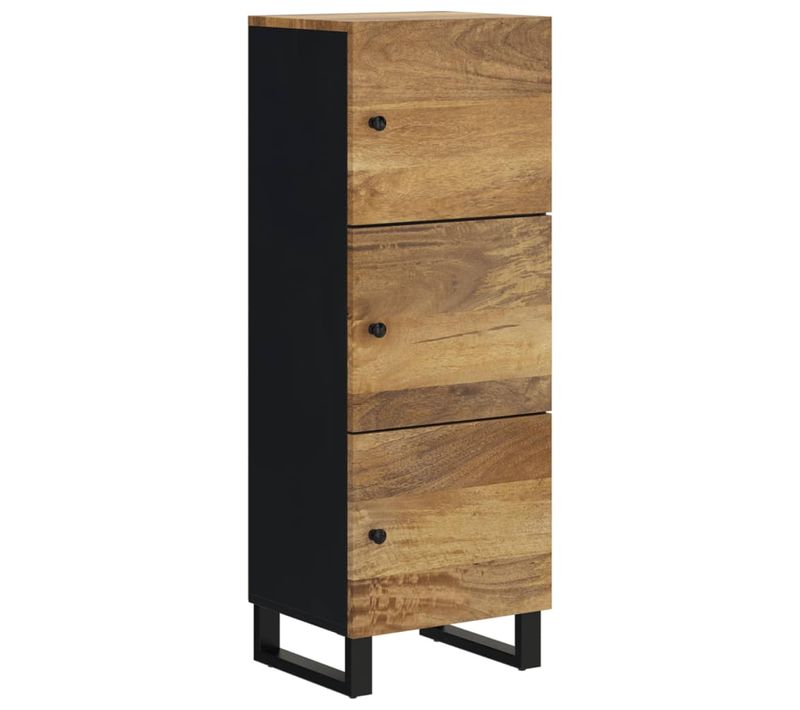 Buffet Avec 3 Portes 40x33x110 Cm Bois Massif Manguier Et Fer