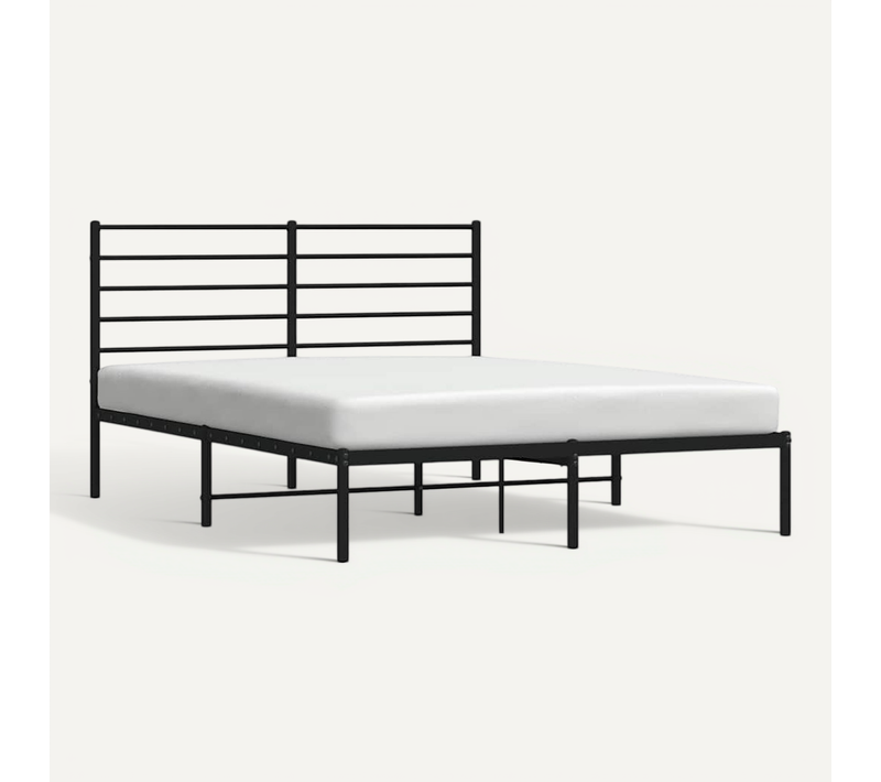 Cadre De Lit Métal Sans Matelas Avec Tête De Lit Noir 120x200cm