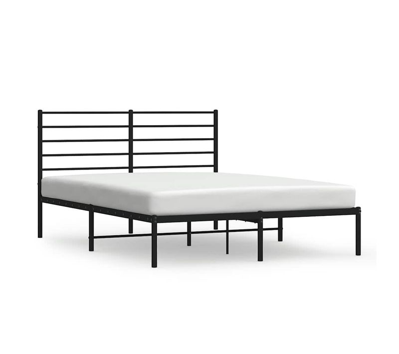 Cadre De Lit Métal Sans Matelas Avec Tête De Lit Noir 140x190cm