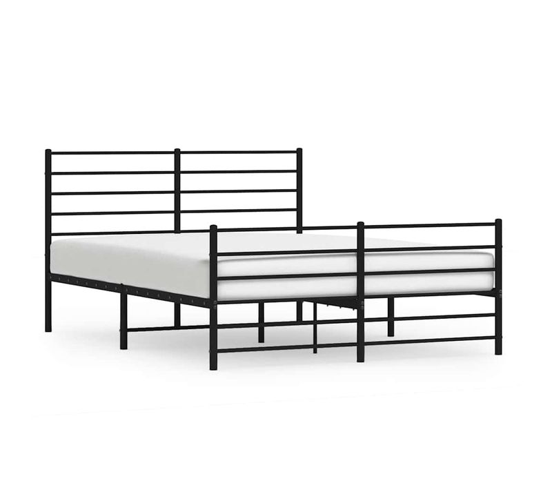 Cadre De Lit Métal Sans Matelas Avec Pied De Lit Noir 120x190cm