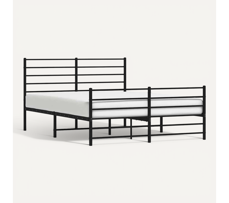 Cadre De Lit Métal Sans Matelas Avec Pied De Lit Noir 140x190cm