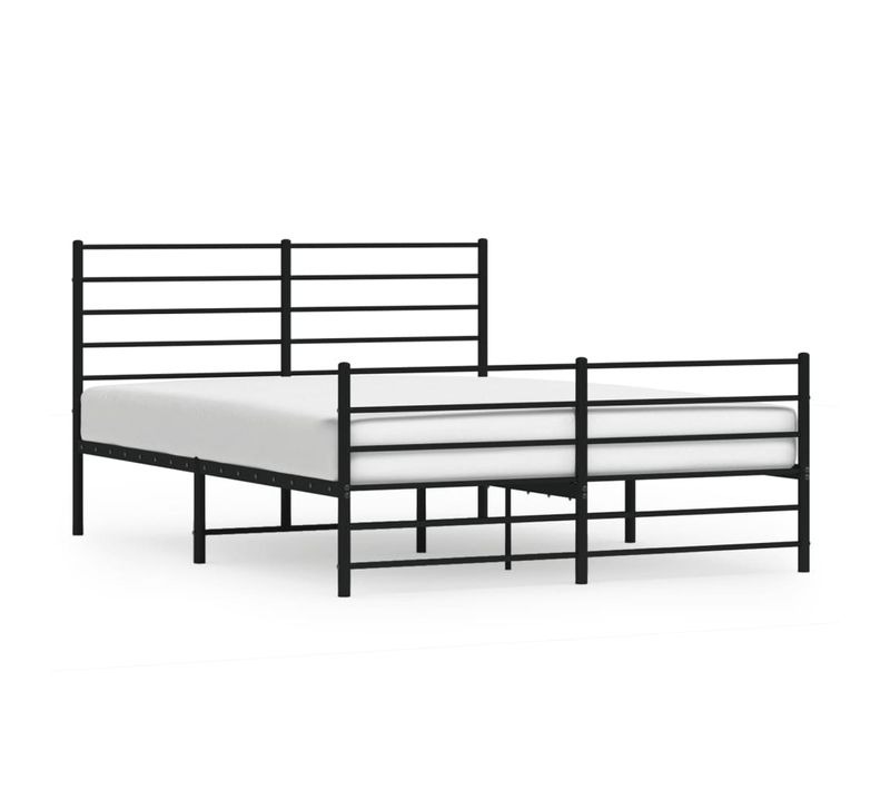Cadre De Lit Métal Sans Matelas Avec Pied De Lit Noir 140x200cm