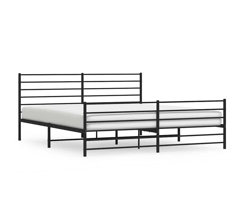 Cadre De Lit Métal Sans Matelas Avec Pied De Lit Noir 183x213cm