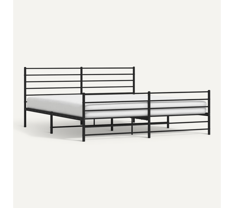 Cadre De Lit Métal Sans Matelas Avec Pied De Lit Noir 200x200cm