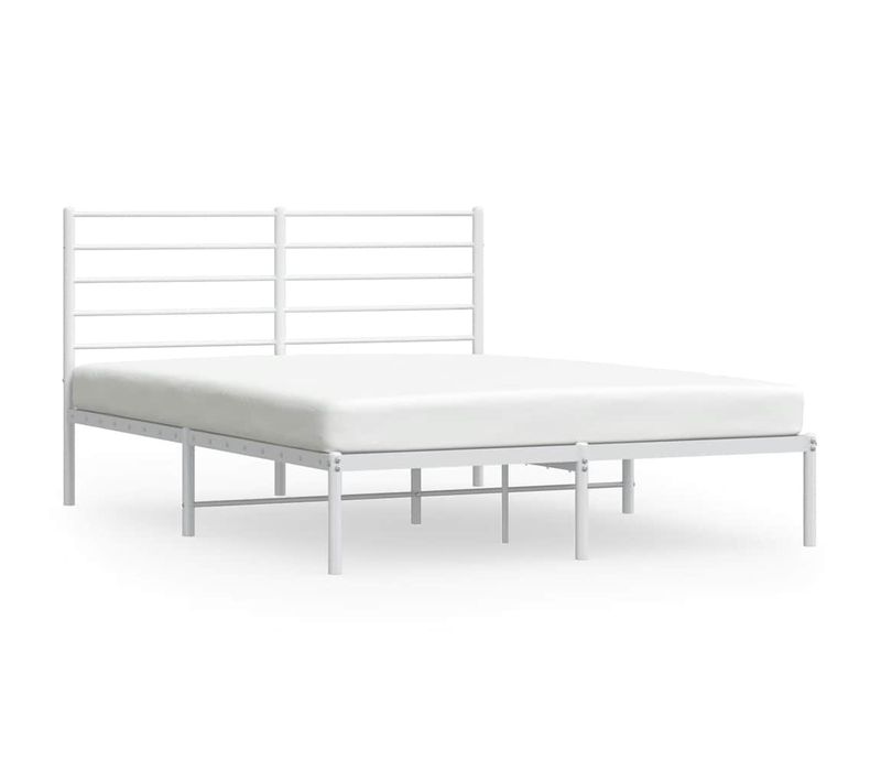 Cadre De Lit Métal Sans Matelas Et Tête De Lit Blanc 120x190 Cm