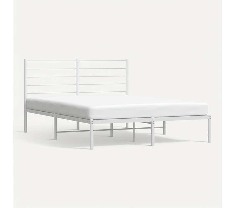 Cadre De Lit Métal Sans Matelas Et Tête De Lit Blanc 120x200 Cm