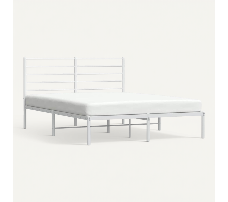 Cadre De Lit Métal Sans Matelas Et Tête De Lit Blanc 140x200 Cm