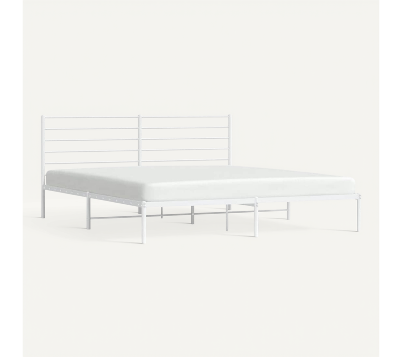 Cadre De Lit Métal Sans Matelas Et Tête De Lit Blanc 180x200 Cm