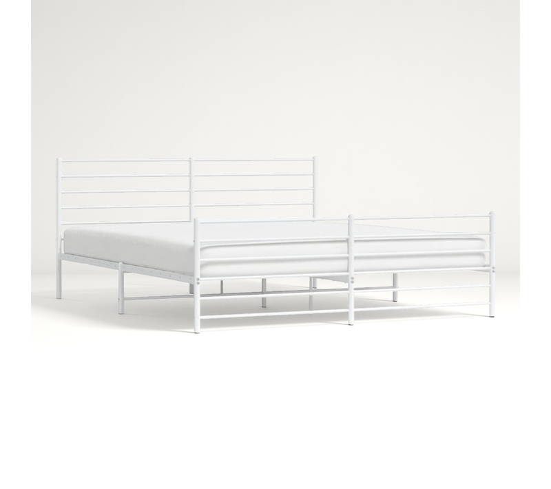 Cadre De Lit Métal Sans Matelas Et Pied De Lit Blanc 200x200 Cm