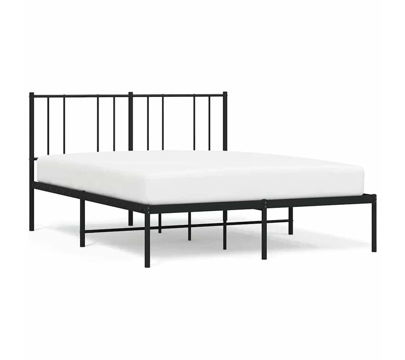 Cadre De Lit Métal Sans Matelas Avec Tête De Lit Noir 135x190cm