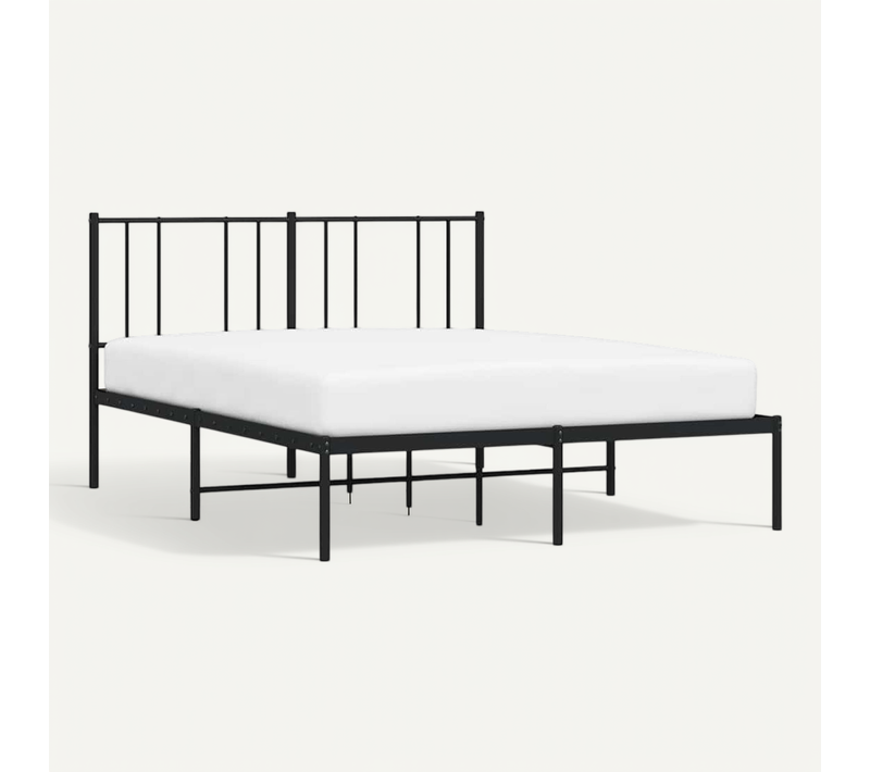 Cadre De Lit Métal Sans Matelas Avec Tête De Lit Noir 140x190cm