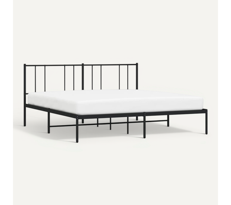 Cadre De Lit Métal Sans Matelas Et Tête De Lit Noir 180x200 Cm