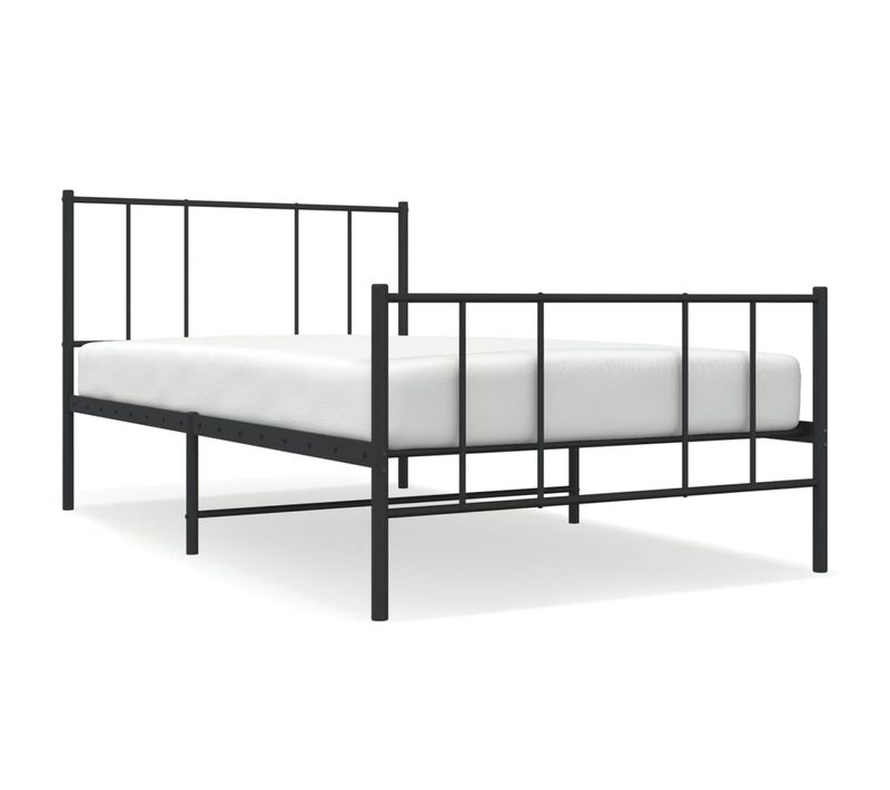 Cadre De Lit Métal Sans Matelas Avec Pied De Lit Noir 107x203cm