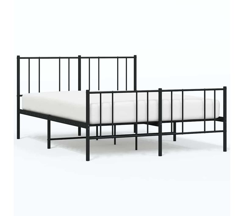 Cadre De Lit Métal Sans Matelas Avec Pied De Lit Noir 120x190cm