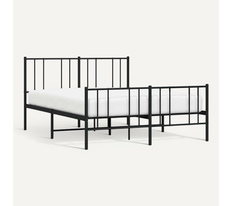 Cadre De Lit Métal Sans Matelas Avec Pied De Lit Noir 140x190cm