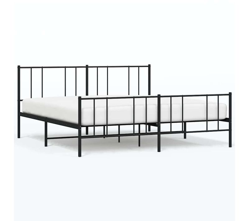 Cadre De Lit Métal Sans Matelas Avec Pied De Lit Noir 193x203cm